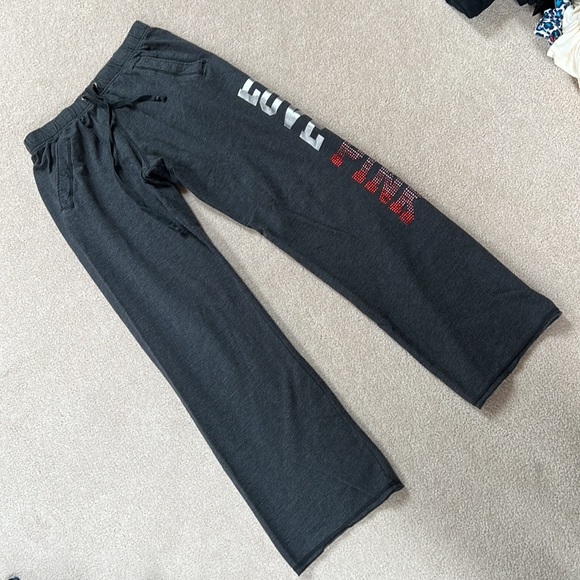 Victoria’s Secret pink bling rhinestone boyfriend sweatpants - Picture 5 of 11